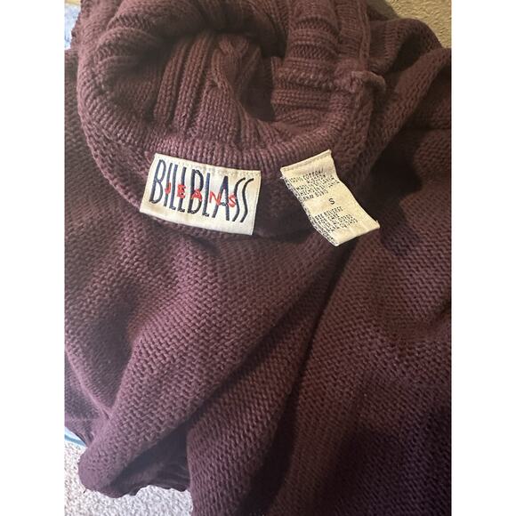 Vintage Bill Blass Jeans Maroon Cable Knit Mock Neck Sweater Women’s Small 80s - Picture 2 of 5